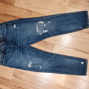 Lucky brand sienna slim boyfriend distressed ankle, button fly jeans, Size 6/28